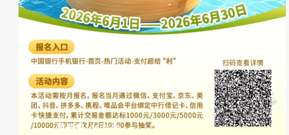 中国银行6月抽奖活动 - 特价的