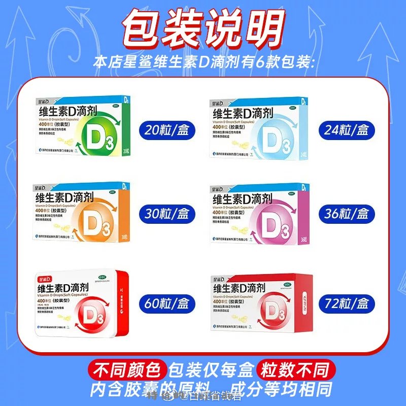 星鲨维生素d3滴剂144粒 74.8元 - 特价的