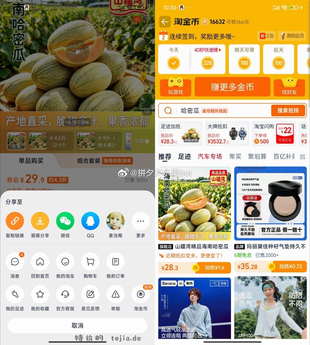哈密瓜特大果8-9斤净重 29.9元 - 特价的