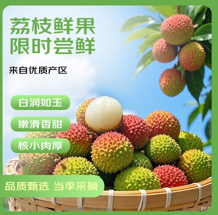 百亿补贴 49.89 妃子笑荔枝 净重5斤 单果18g+ 领11-10劵 包邮的 - 特价的
